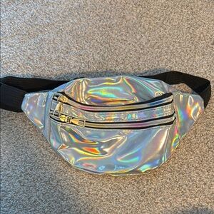 Holographic Fanny Pack with Zipper Pockets
